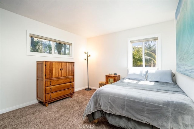 bedroom with baseboards and carpet floors