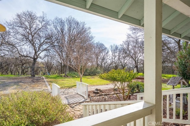 view of patio with a playground