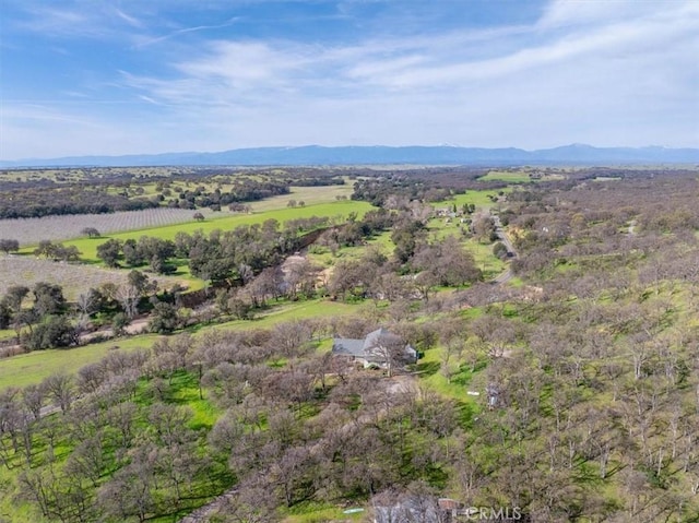 bird's eye view with a mountain view