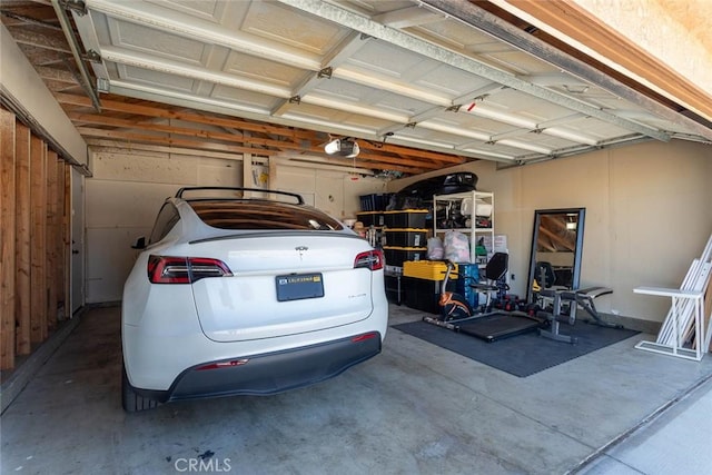 garage with a garage door opener