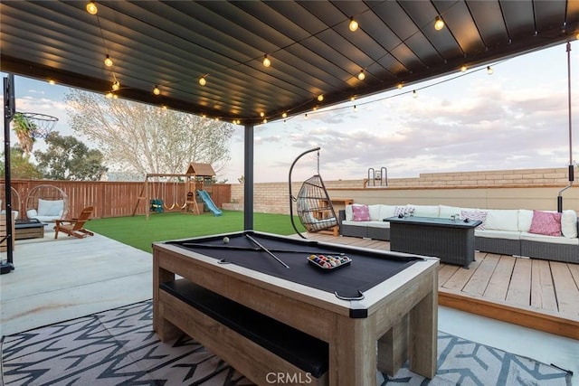 exterior space with pool table