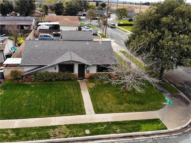 aerial view featuring a residential view