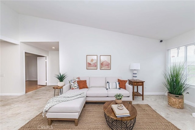 living area with baseboards