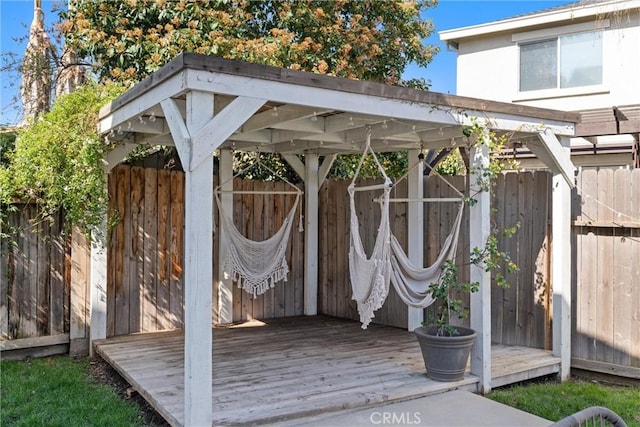 deck featuring fence