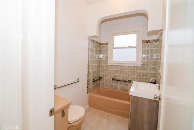 full bath with tile patterned floors and toilet