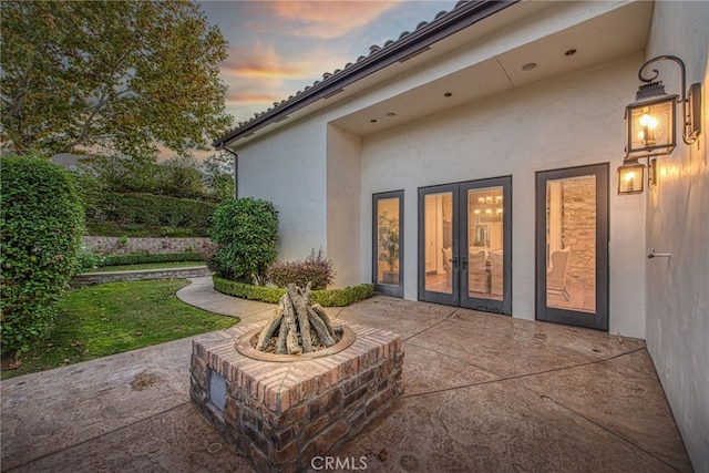 view of patio featuring french doors