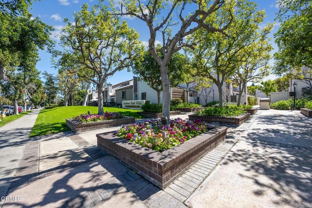 view of home's community with a yard