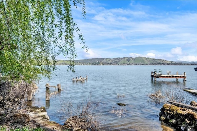 view of dock featuring a water view