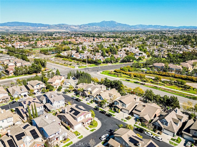 bird's eye view featuring a mountain view and a residential view