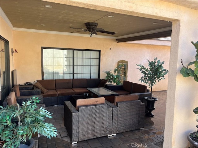 view of patio / terrace featuring outdoor lounge area and ceiling fan