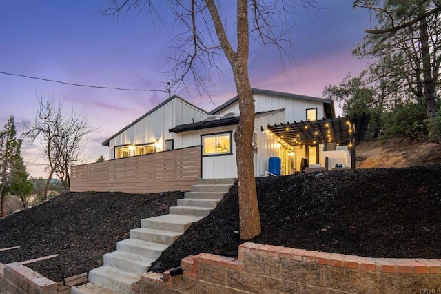 view of front of home with board and batten siding