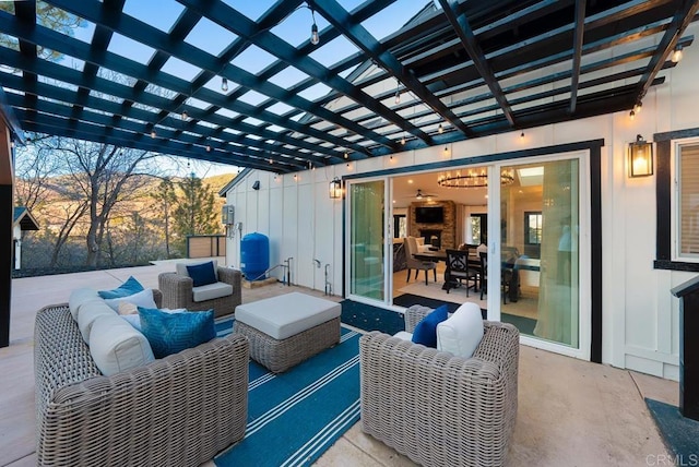 1326 Farmer Rd, Julian, CA 92036 - wooden deck with a pergola and an outdoor hangout area