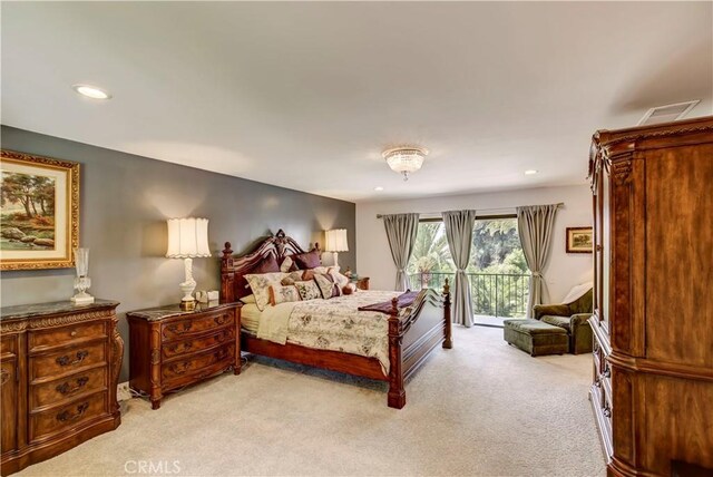 1471 Rosehill, Redlands, CA 92373 - bedroom with access to exterior, light carpet, and recessed lighting