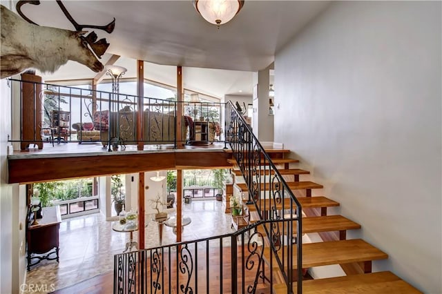 1471 Rosehill, Redlands, CA 92373 - stairway with plenty of natural light and vaulted ceiling