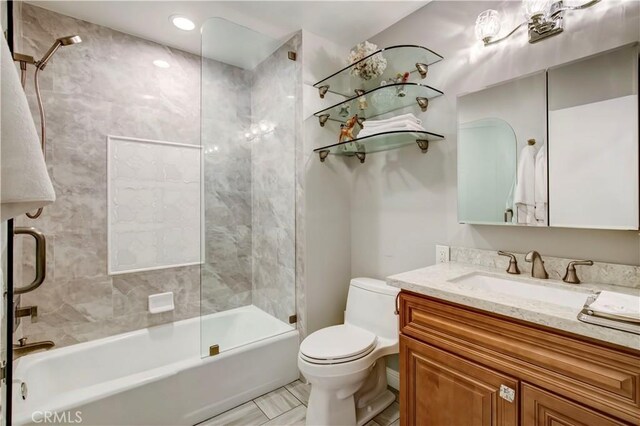 1471 Rosehill, Redlands, CA 92373 - full bath featuring toilet, vanity, bathing tub / shower combination, and tile patterned flooring