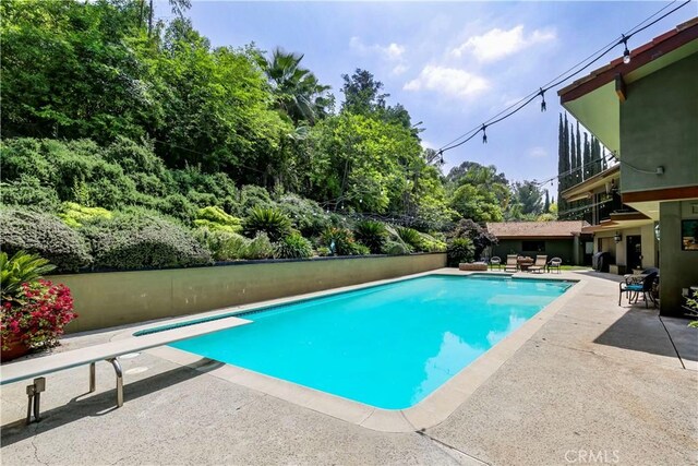 1471 Rosehill, Redlands, CA 92373 - outdoor pool featuring a diving board and a patio area