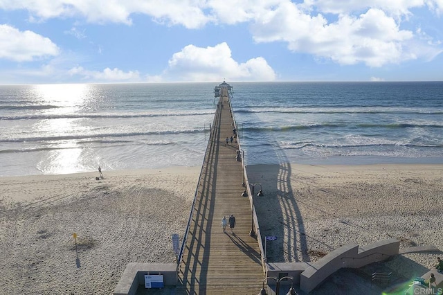 view of water feature featuring a beach view