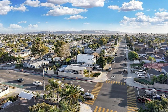 bird's eye view with a mountain view and a residential view