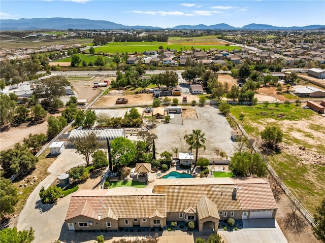 aerial view with a mountain view