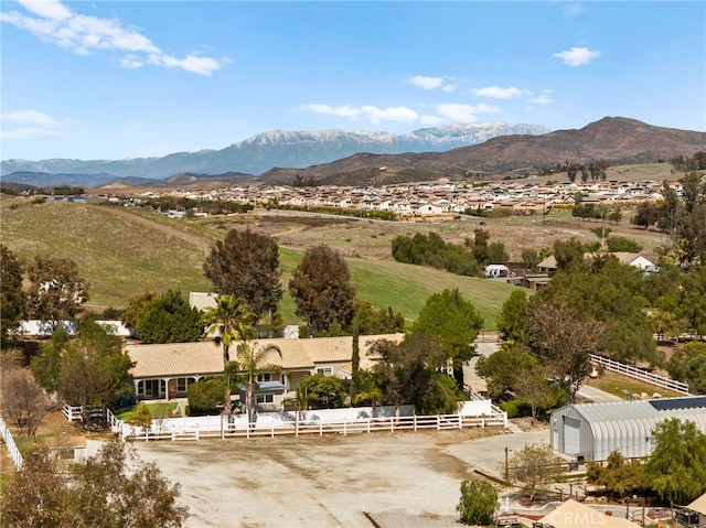 drone / aerial view with a mountain view