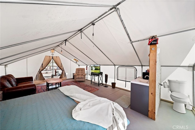 bedroom with vaulted ceiling