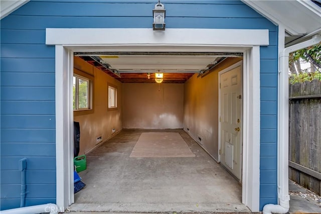 garage with visible vents