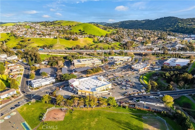 bird's eye view with a mountain view