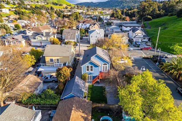 birds eye view of property with a residential view