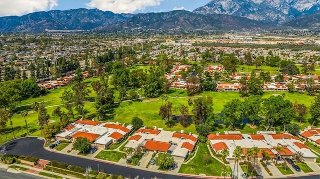 aerial view with a residential view and a mountain view