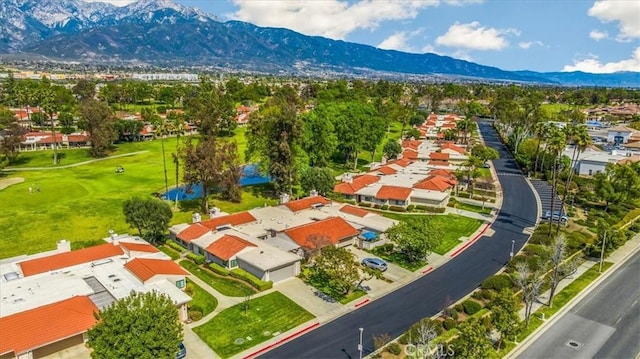 birds eye view of property featuring a residential view and a mountain view