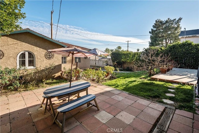 view of patio / terrace featuring outdoor dining space and fence