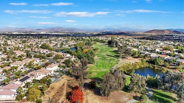 aerial view with a residential view and a water and mountain view