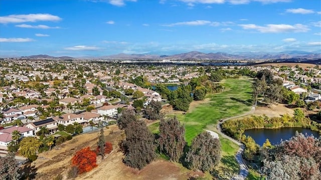 bird's eye view featuring a residential view and a water and mountain view