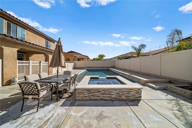 view of pool with a fenced in pool, a patio, and a fenced backyard