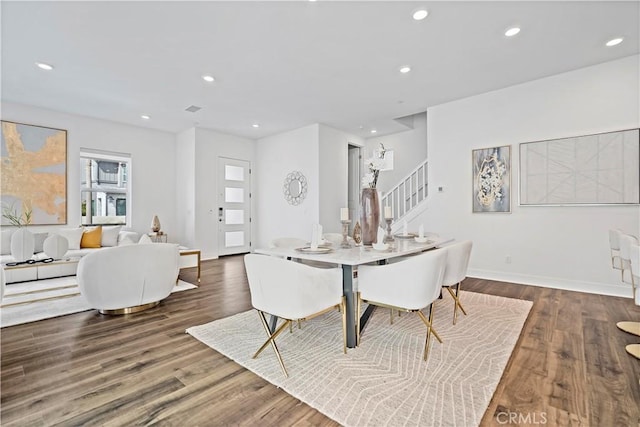392 Baluster, Irvine, CA 92618 - dining room with stairway, wood finished floors, baseboards, visible vents, and recessed lighting