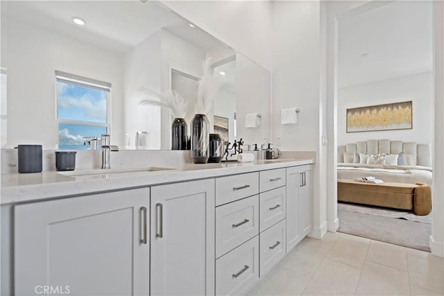 392 Baluster, Irvine, CA 92618 - ensuite bathroom with double vanity, recessed lighting, ensuite bathroom, tile patterned floors, and a sink