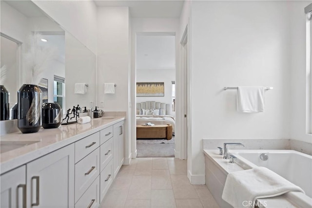 392 Baluster, Irvine, CA 92618 - bathroom featuring tile patterned floors, a garden tub, ensuite bath, and vanity