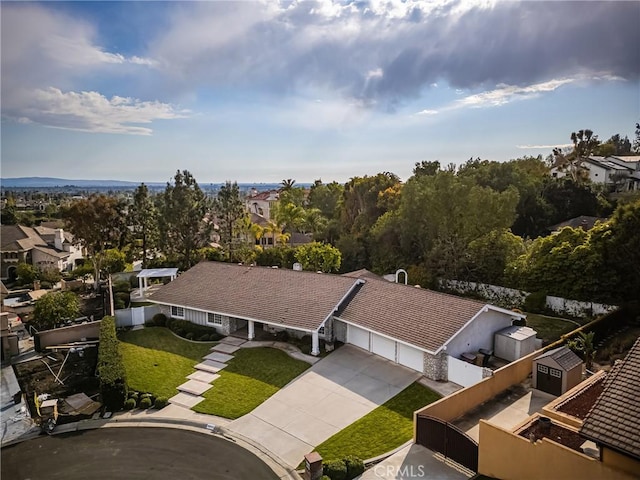 aerial view featuring a residential view