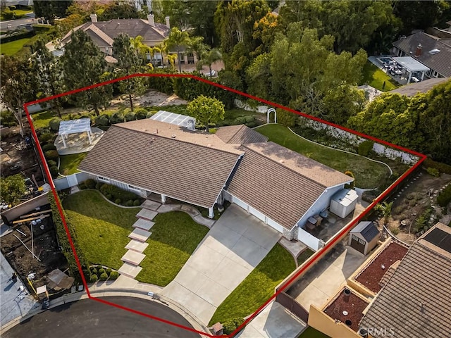 bird's eye view featuring a residential view