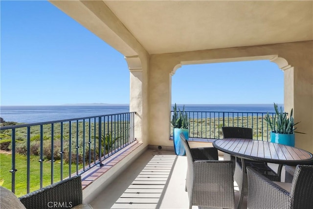 balcony with a water view