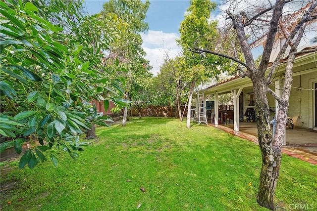 view of yard featuring a patio area and fence private yard