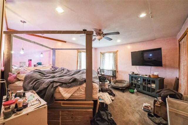 bedroom featuring carpet flooring and recessed lighting