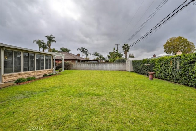 view of yard featuring a fenced backyard