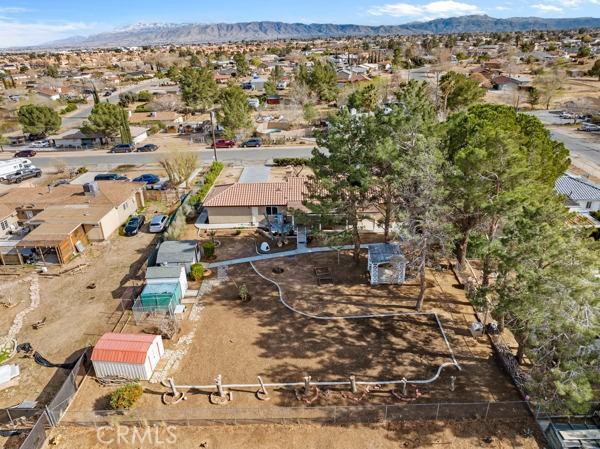 aerial view featuring a residential view and a mountain view