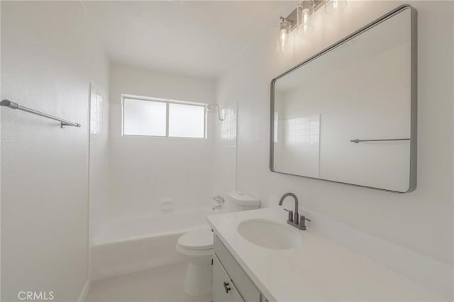 full bathroom featuring shower / bathtub combination, toilet, and vanity