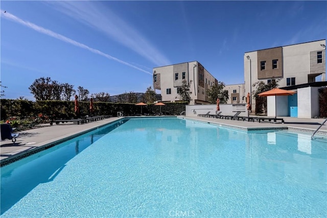 community pool with a patio