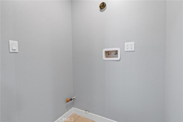 laundry area with hookup for a washing machine, baseboards, hookup for a gas dryer, and laundry area