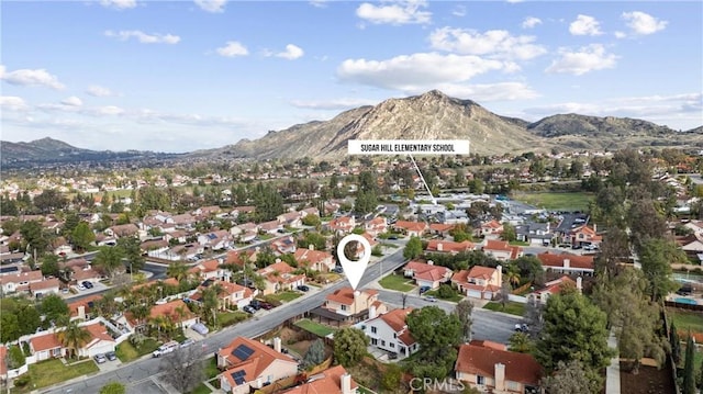 bird's eye view with a mountain view and a residential view