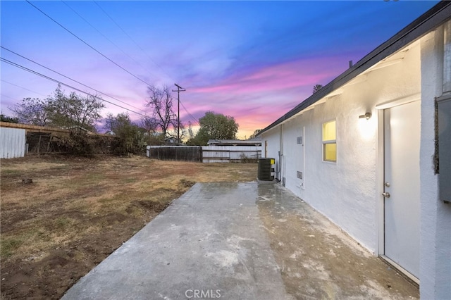 view of yard with cooling unit, a patio, and a fenced backyard