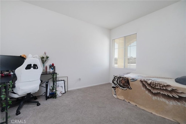 bedroom with baseboards and carpet floors